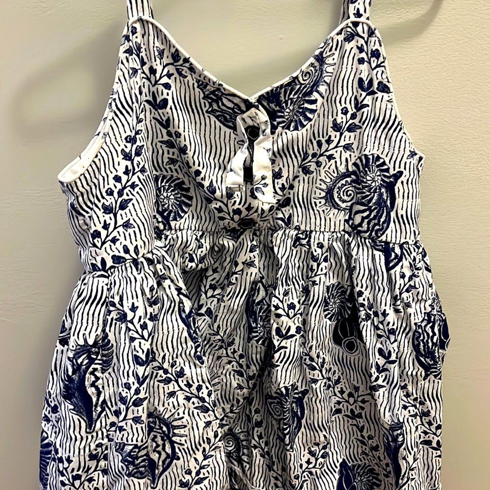 White and blue shell dress.